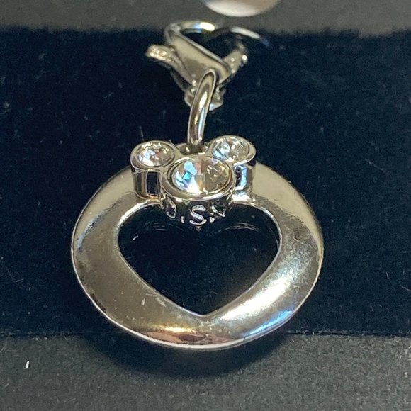 Vintage Disney Mickey Mouse Ears Charm Heart Crystal Signed Zipper Pull Bracelet - Picture 5 of 13